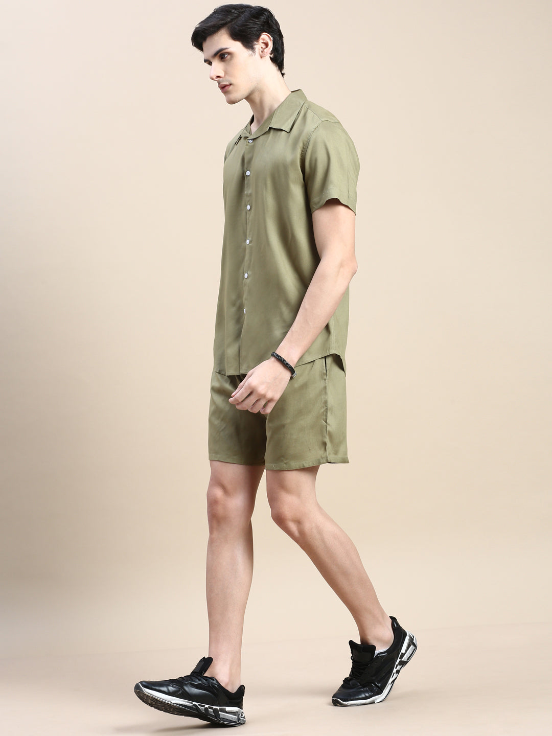 Men Green Solid Casual Co ord Set
