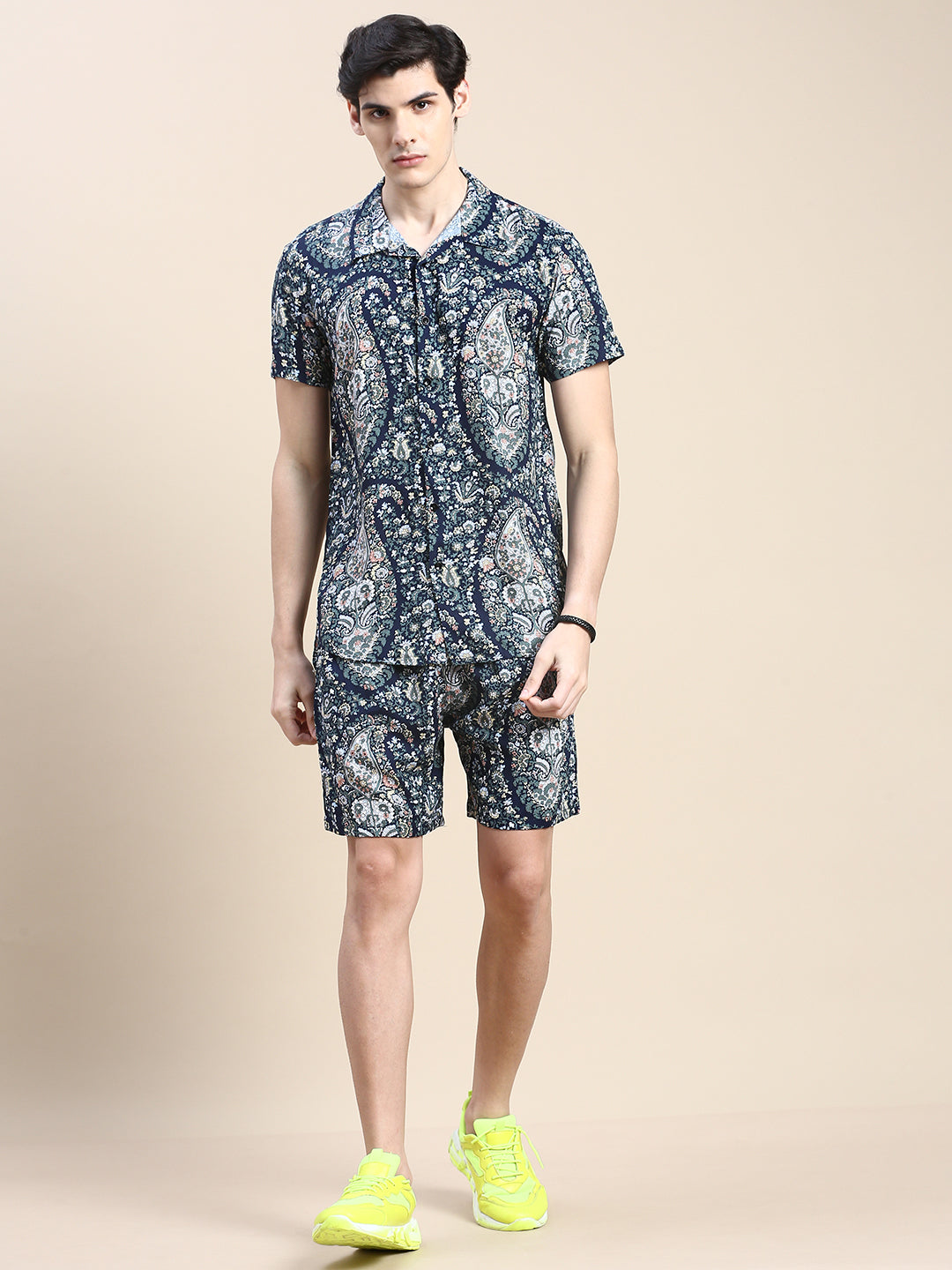 Men Navy Printed Casual Co ord Set