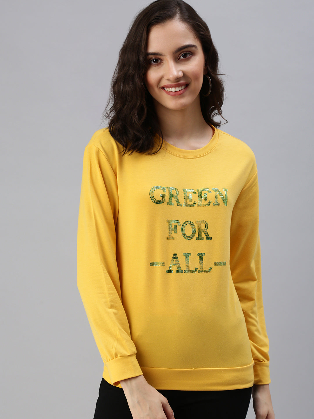 Women's Yellow Solid SweatShirt