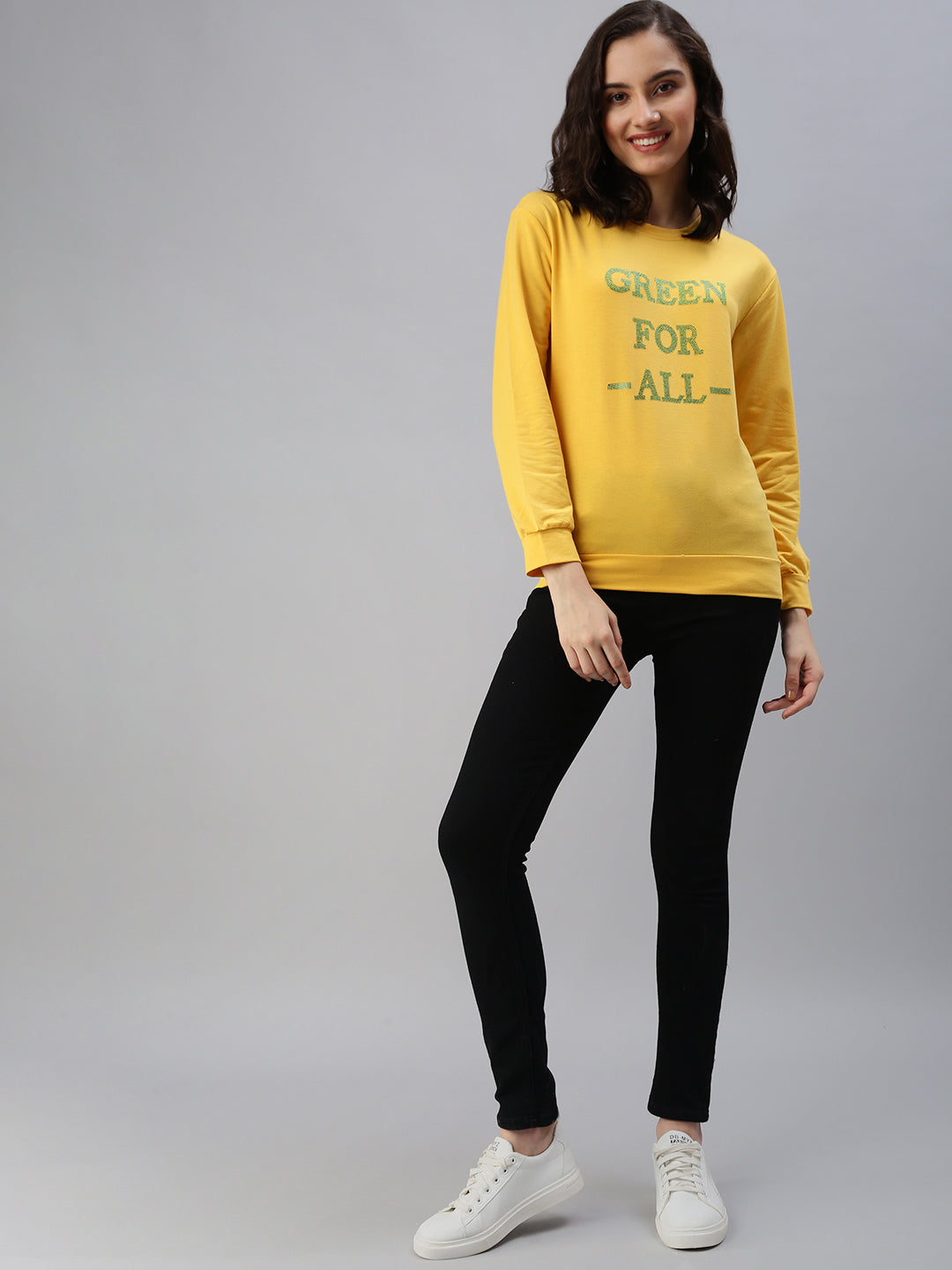 Women's Yellow Solid SweatShirt