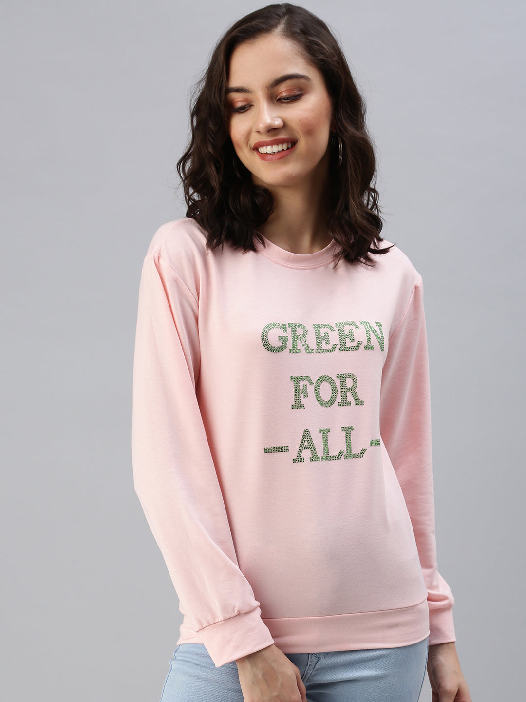 Women's Pink Solid SweatShirt