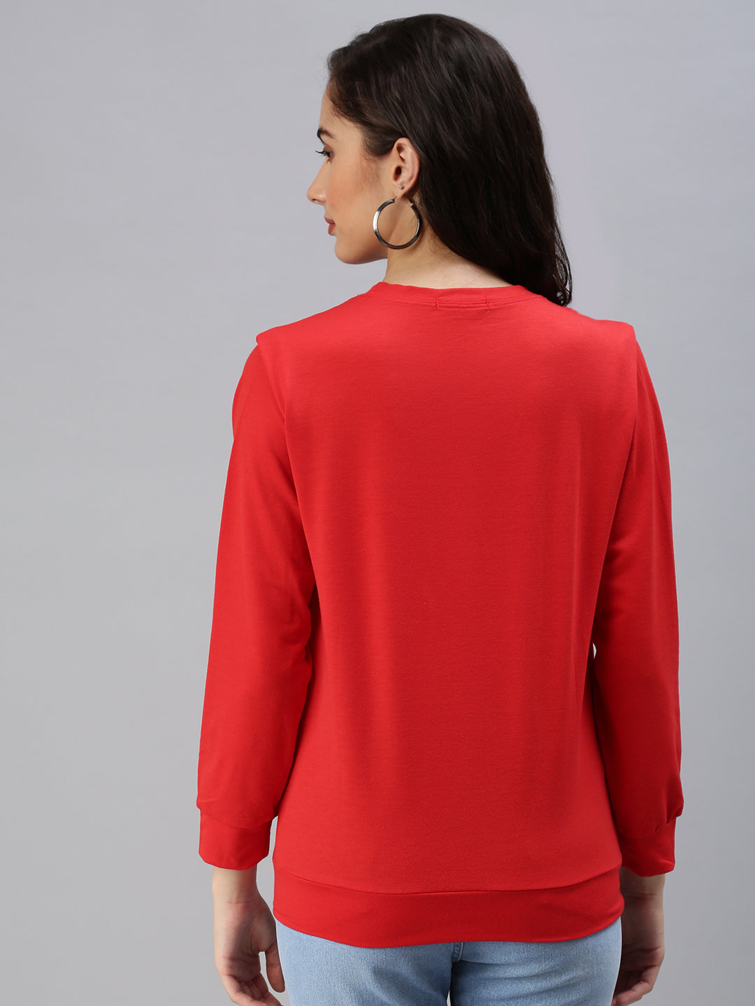 Women's Red Solid SweatShirt