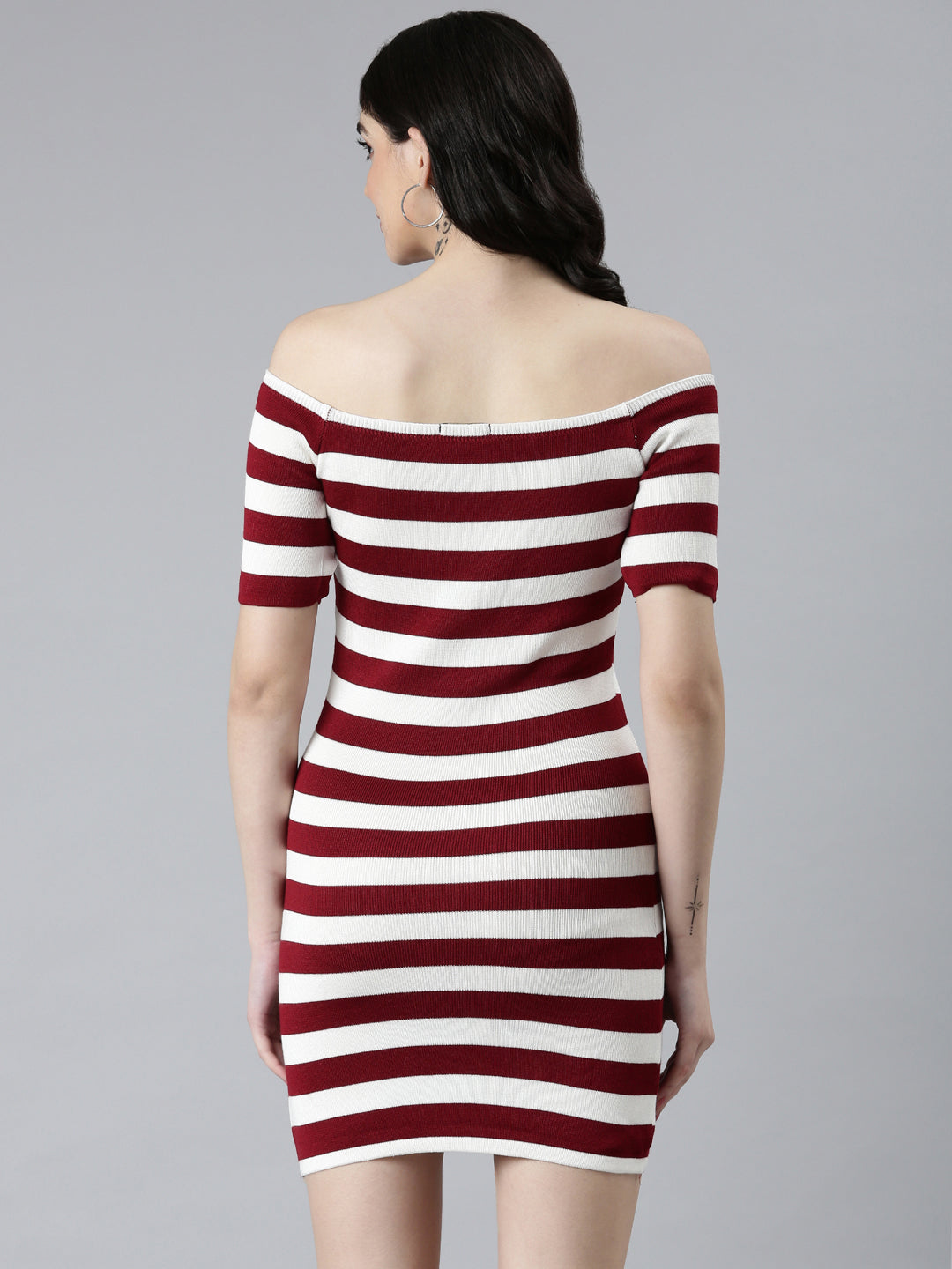 Women White Striped Bodycon Dress