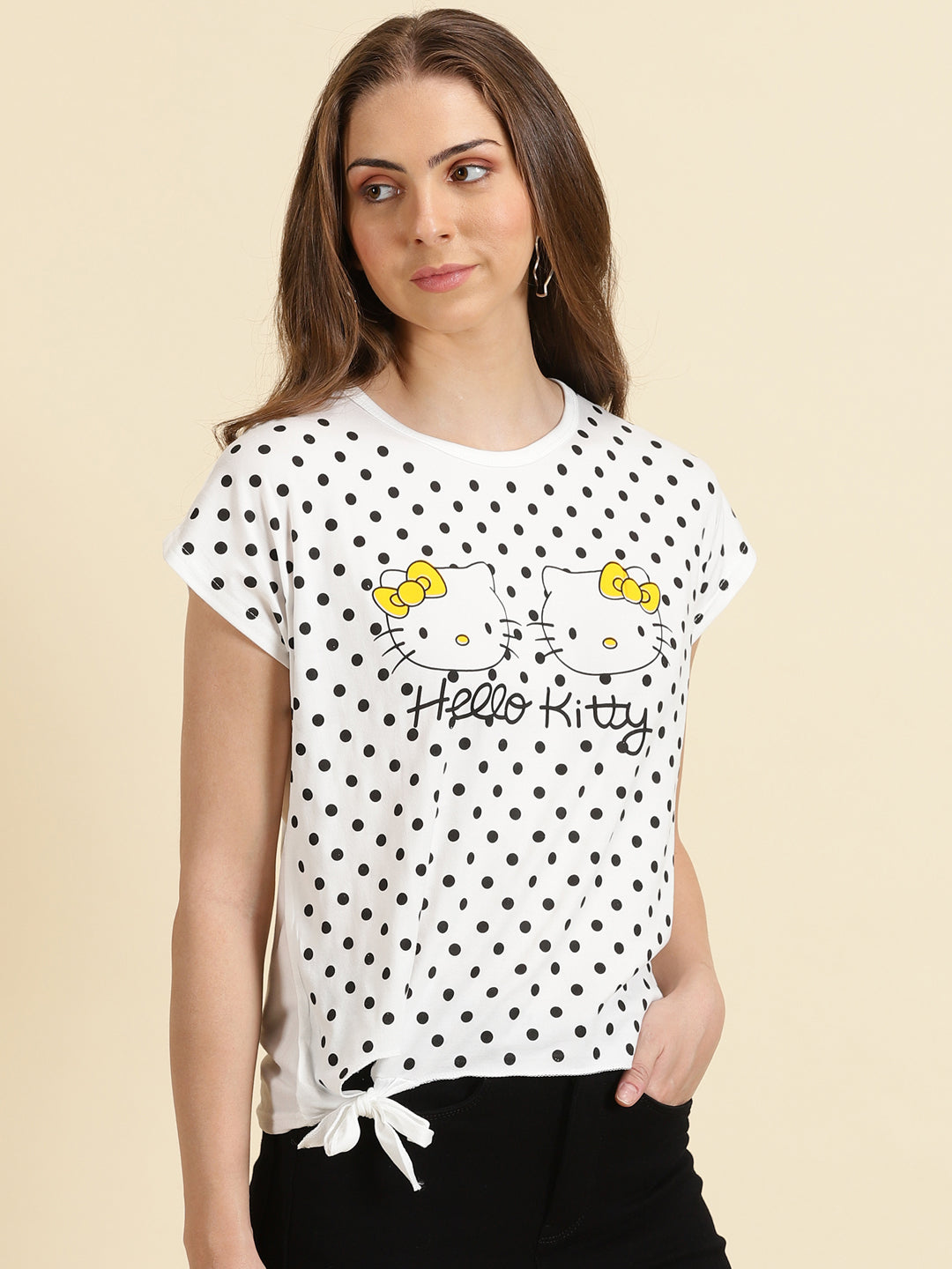 Women's White Printed Top