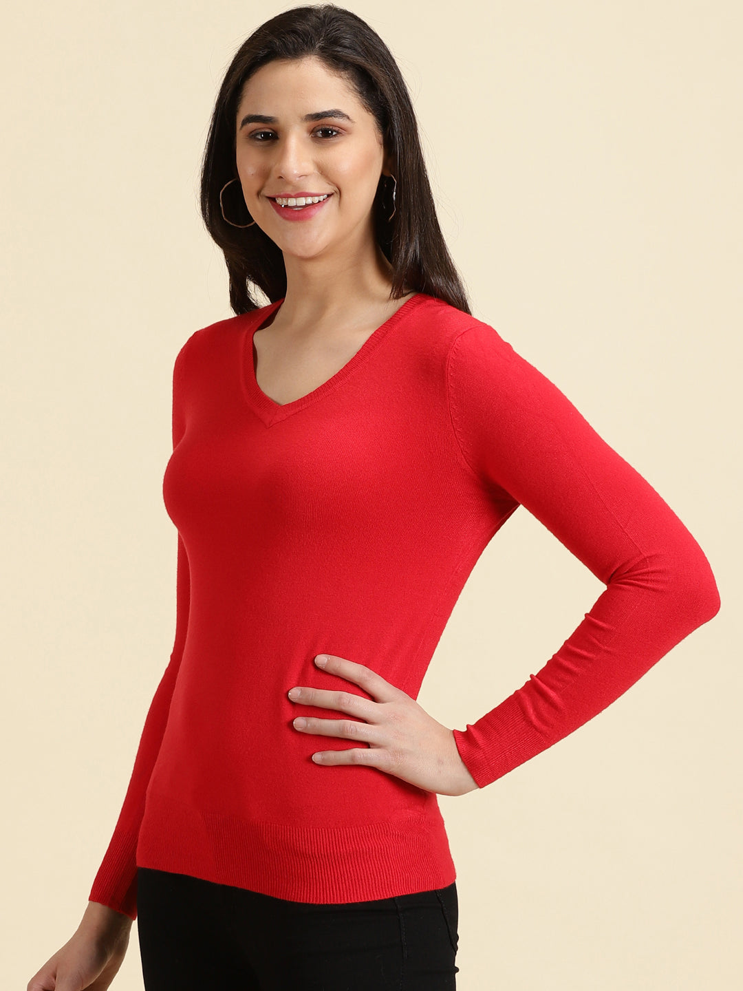 Women's Red Solid Top