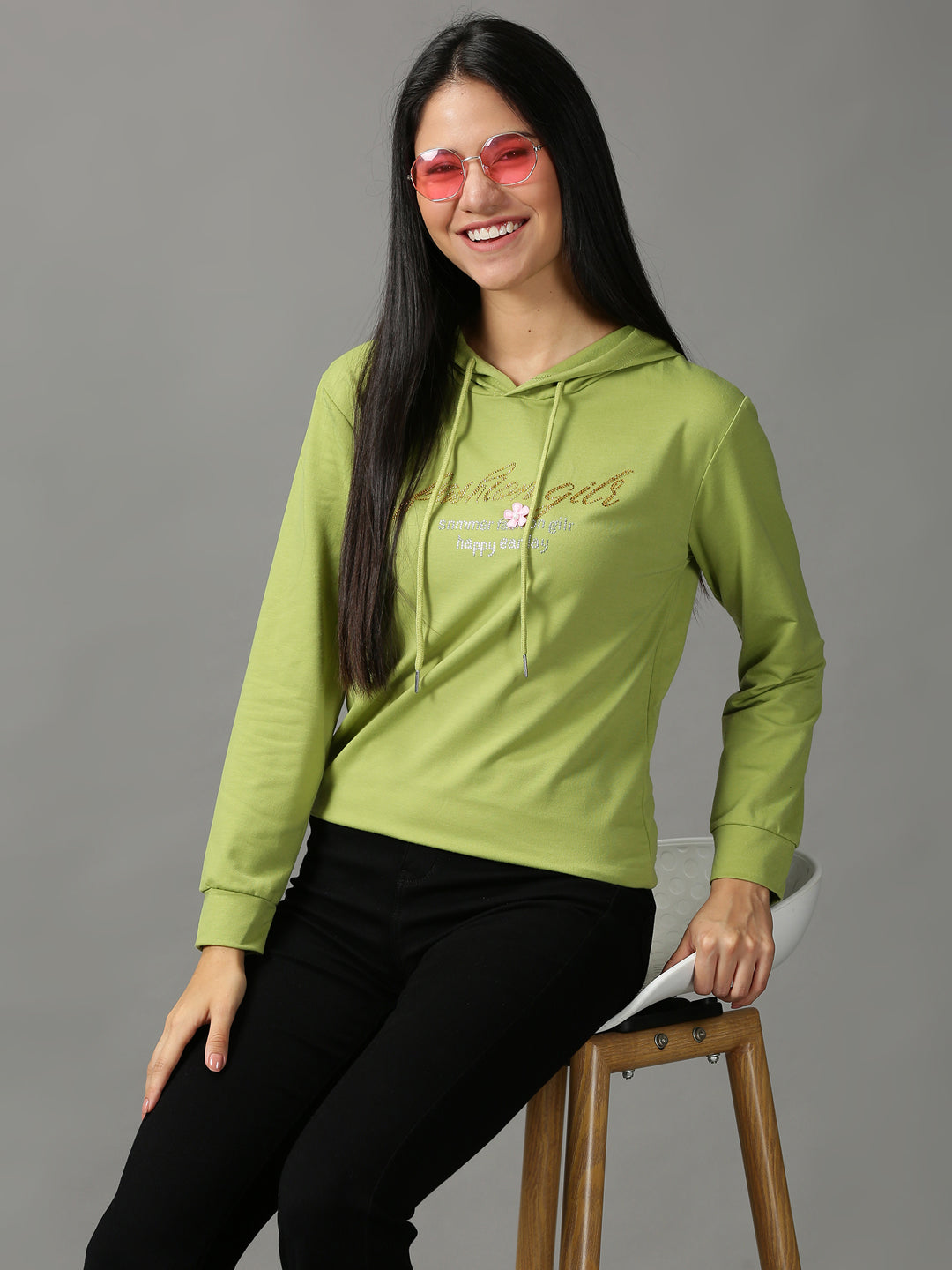 Women's Olive Solid Sweatshirt