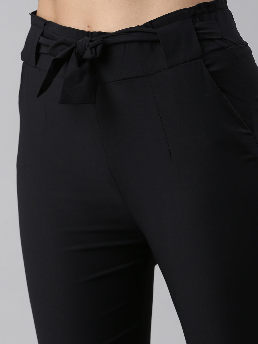 Women's Black Solid Trouser