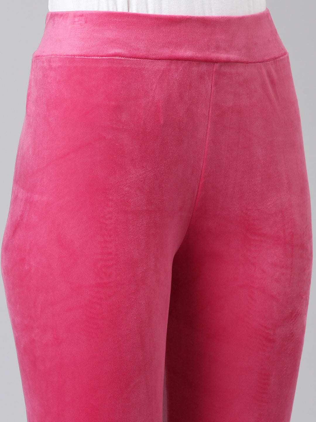 Women Pink Solid Leggings