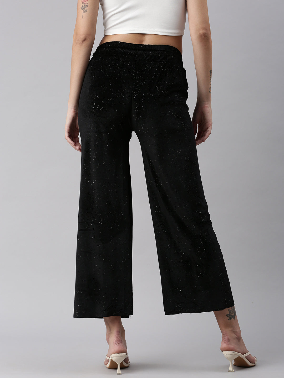 Women's Black Solid Parallel Trouser