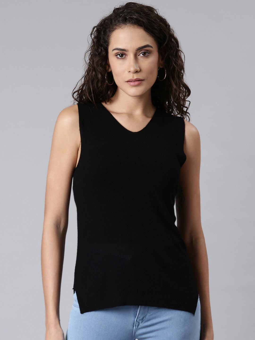 Women Black Solid Top