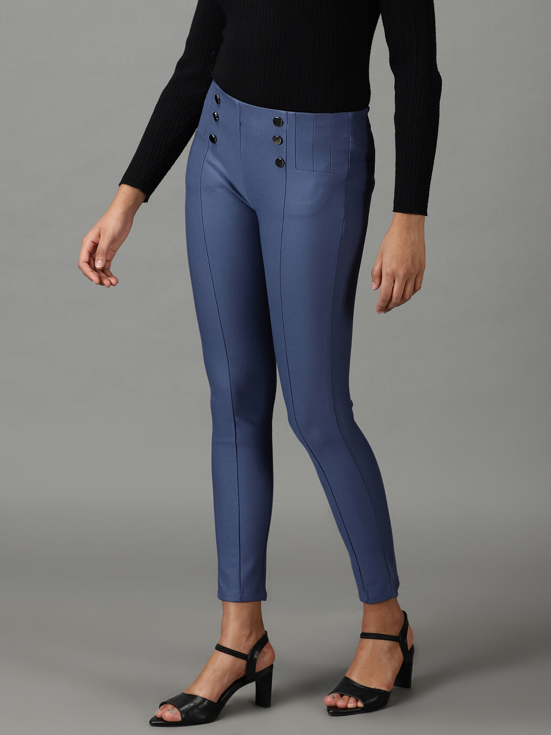 Women's Blue Solid Skinny Fit Jegging