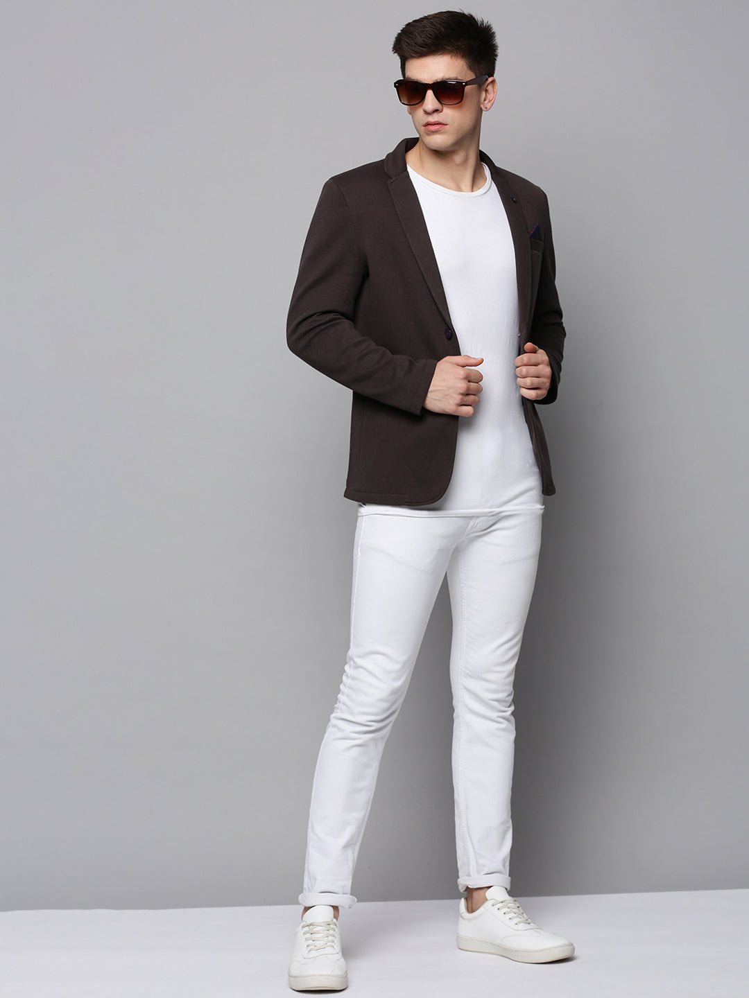 Men Brown Solid Blazer