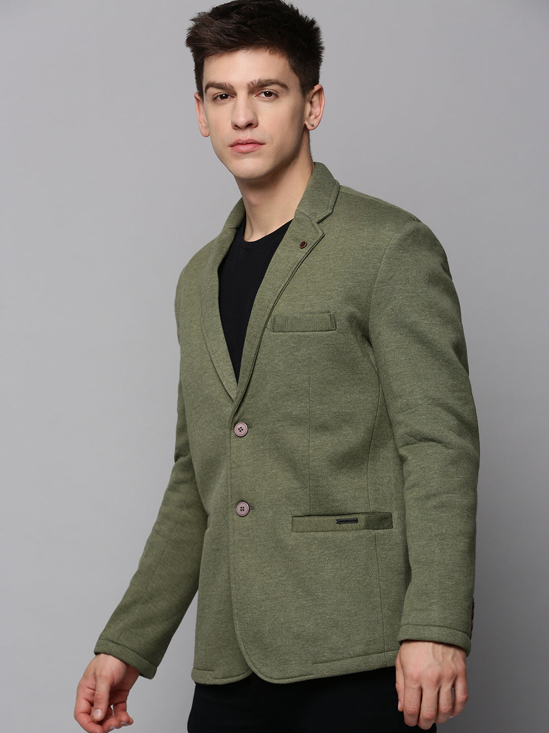 Men Green Solid Blazer