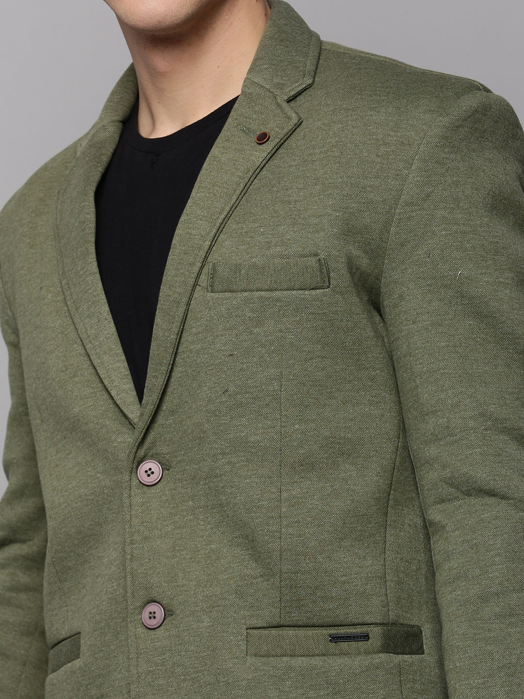 Men Green Solid Blazer