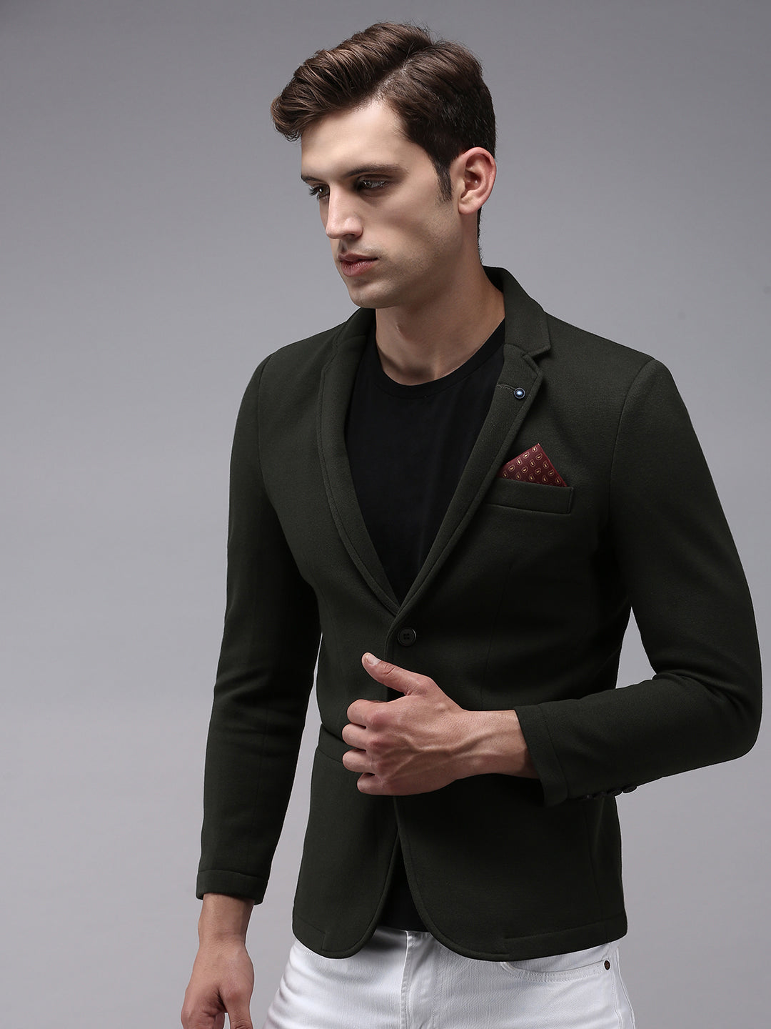 Men Green Solid Blazer