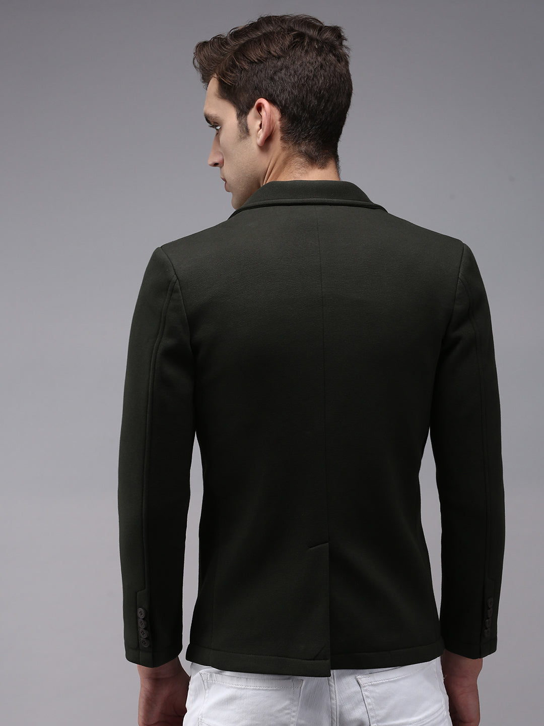 Men Green Solid Blazer