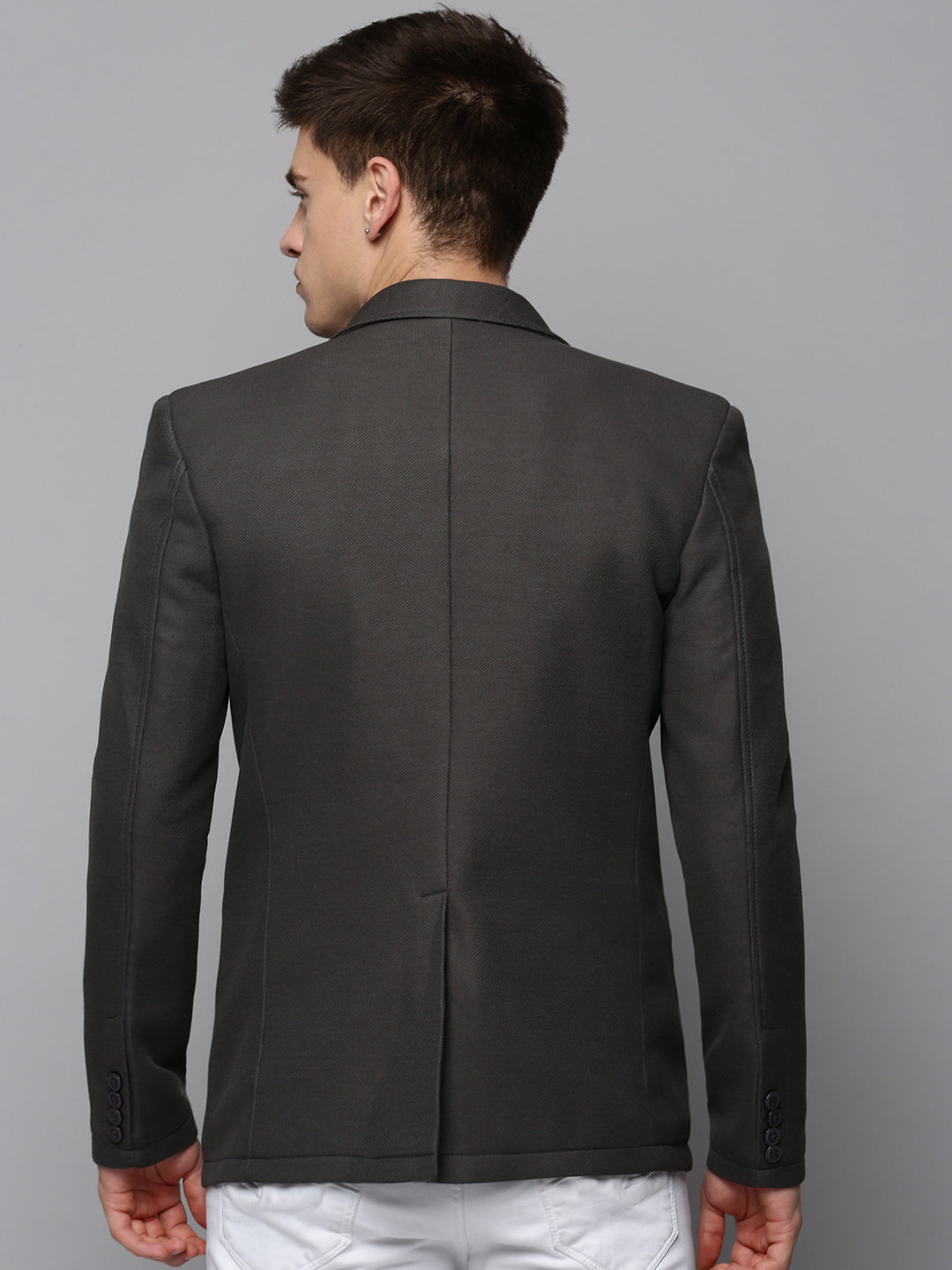 Men Grey Solid Blazer