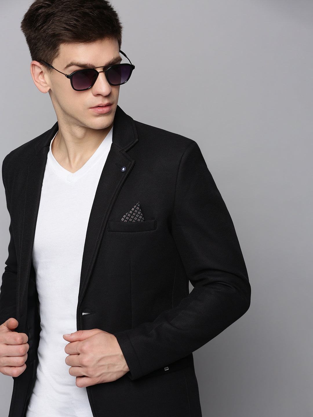 Men Black Solid Blazer