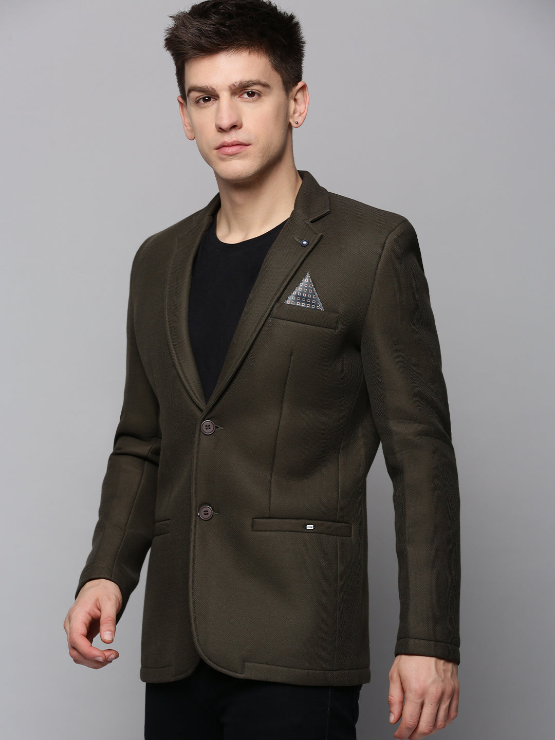 Men Green Solid Blazer