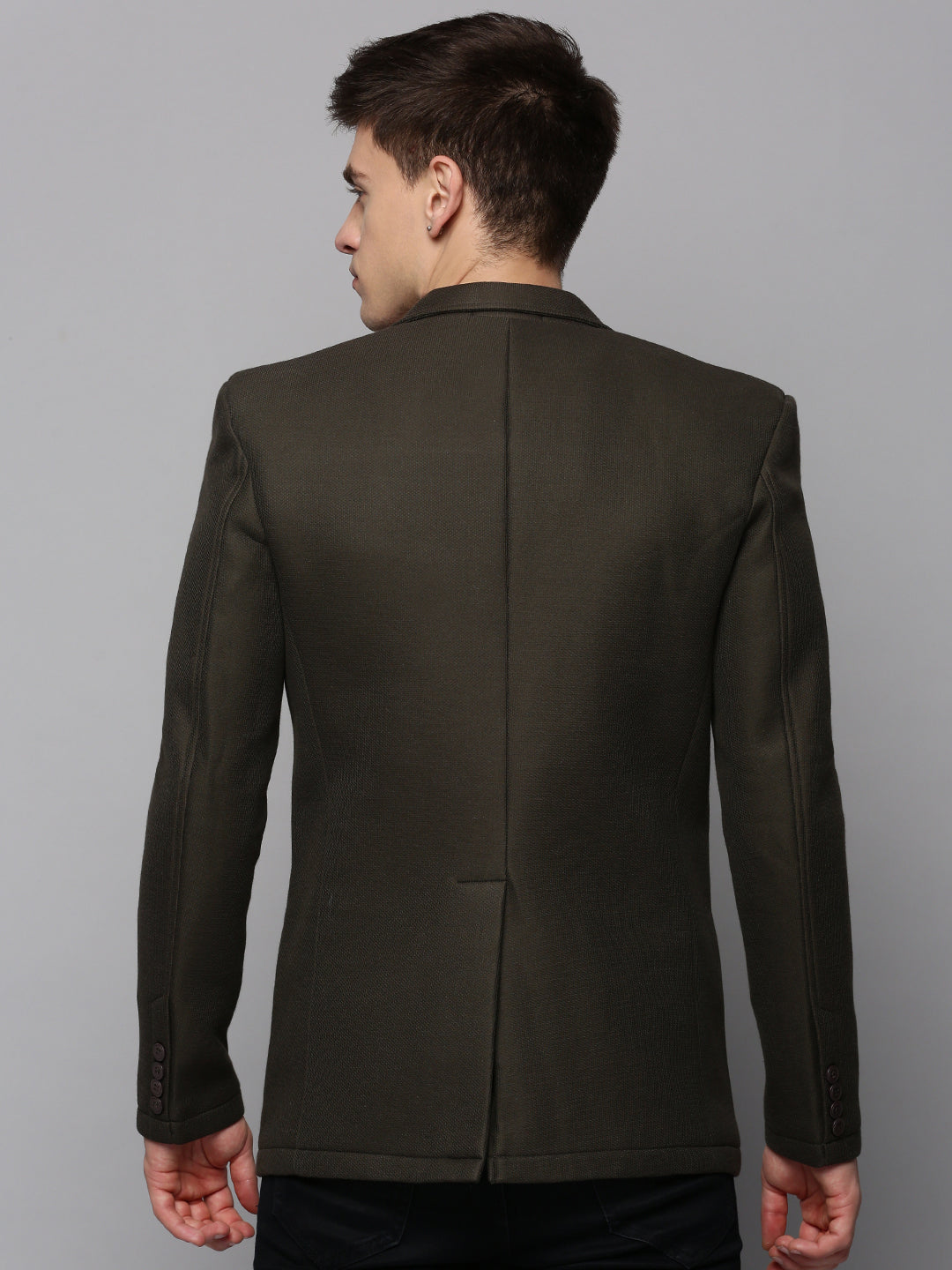 Men Green Solid Blazer