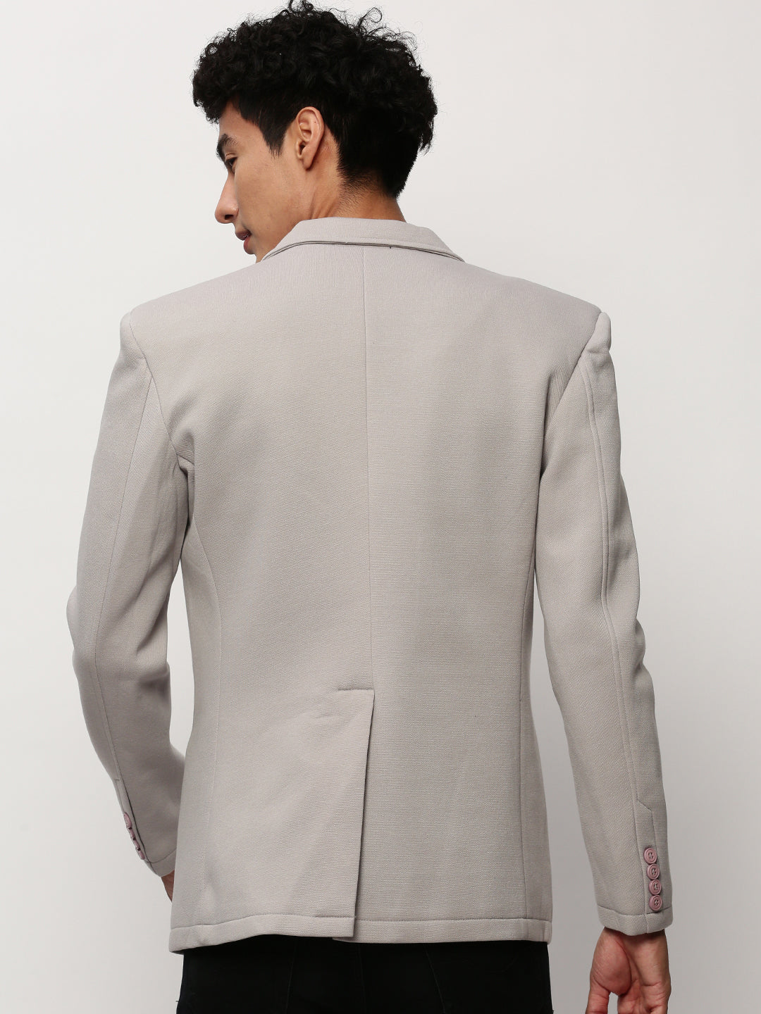 Men Grey Solid Casual Blazers