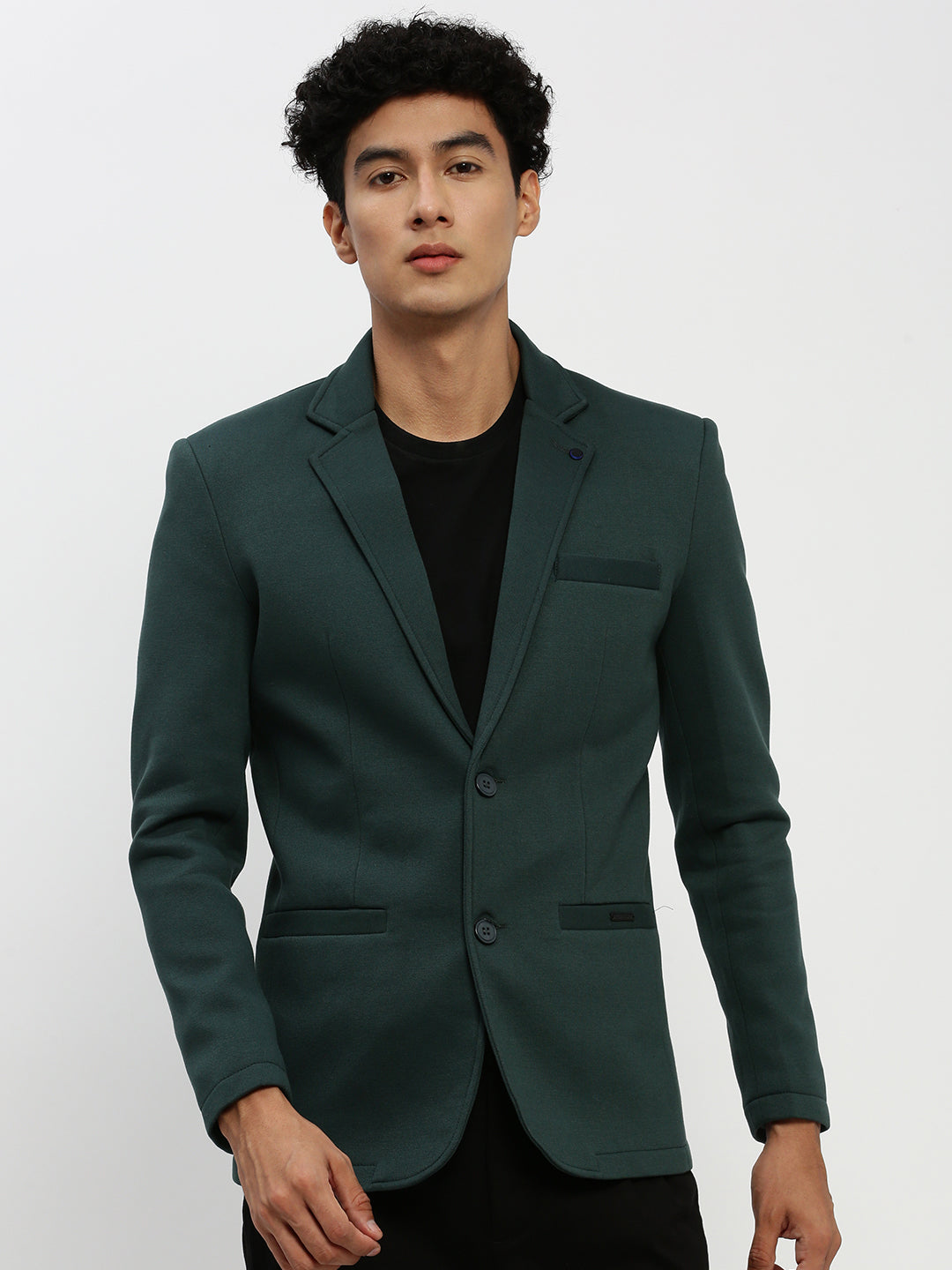Men Green Solid Blazer