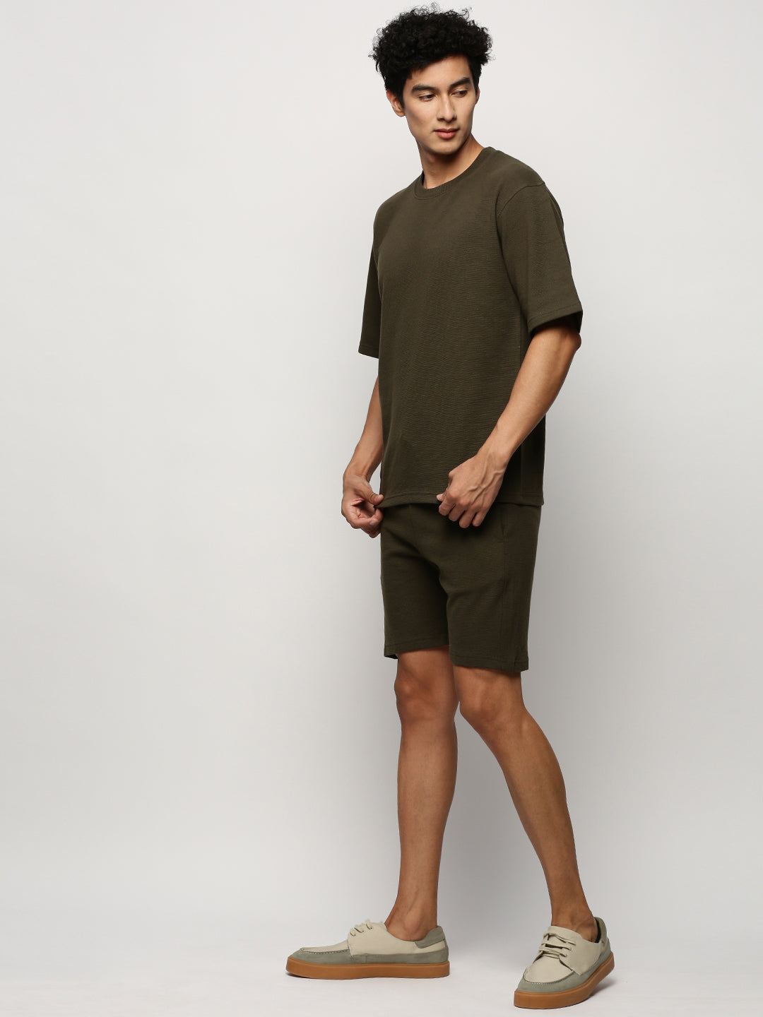 Men Green Solid Casual Co ords