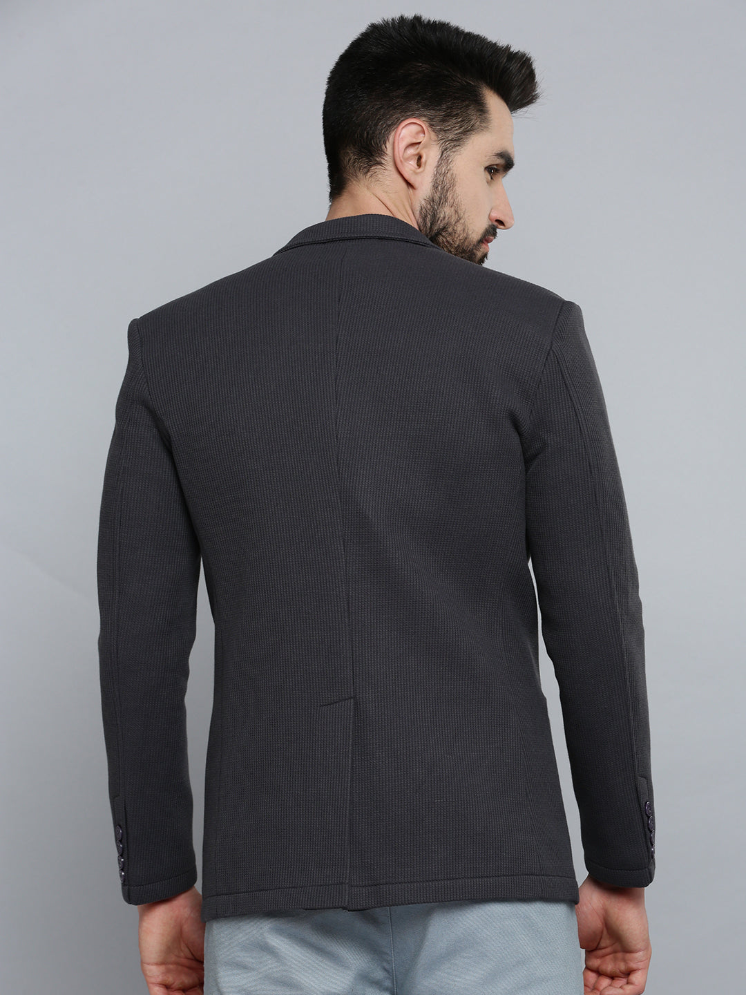 Men Grey Solid Blazer