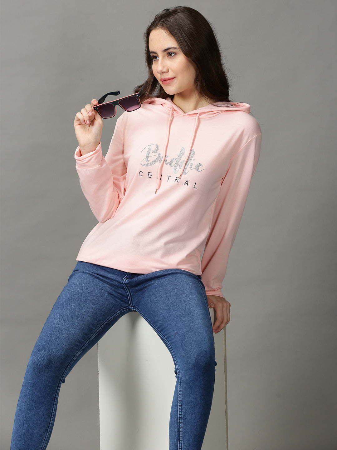 Women's Pink Solid Sweatshirt