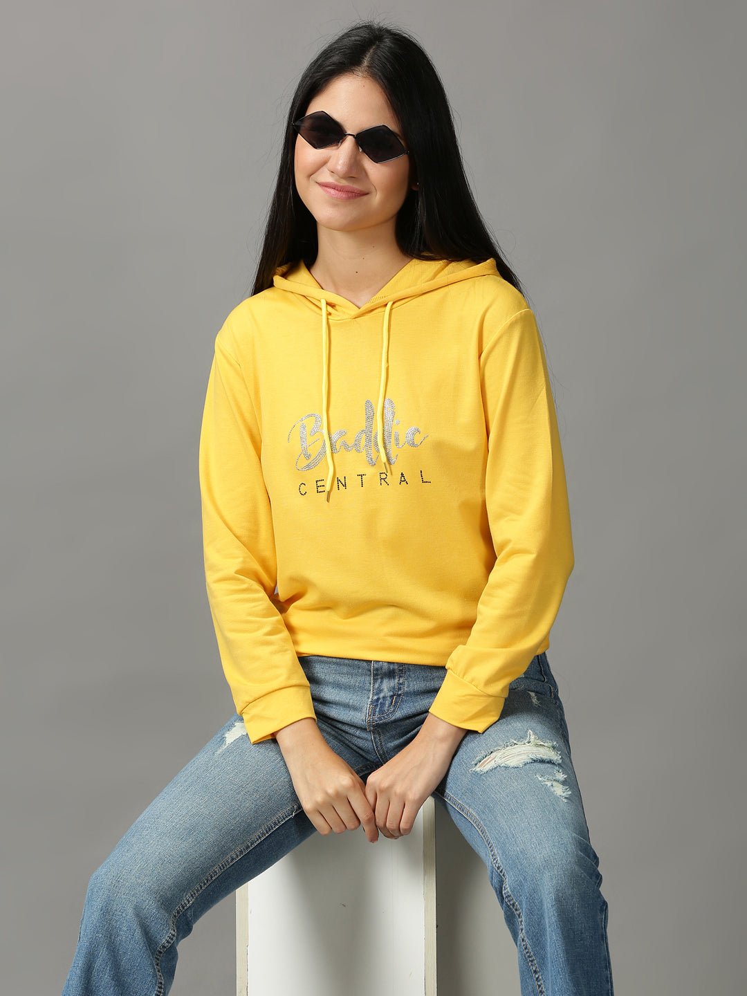 Women's Yellow Solid Sweatshirt