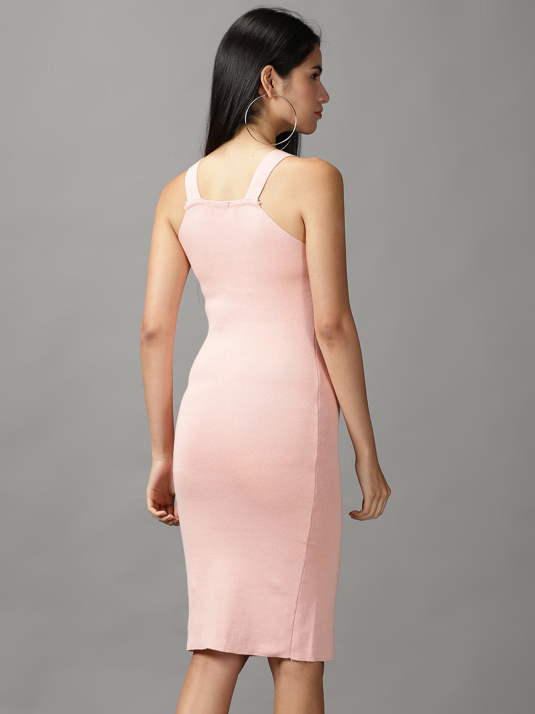 Women's Pink Solid Bodycon Dress