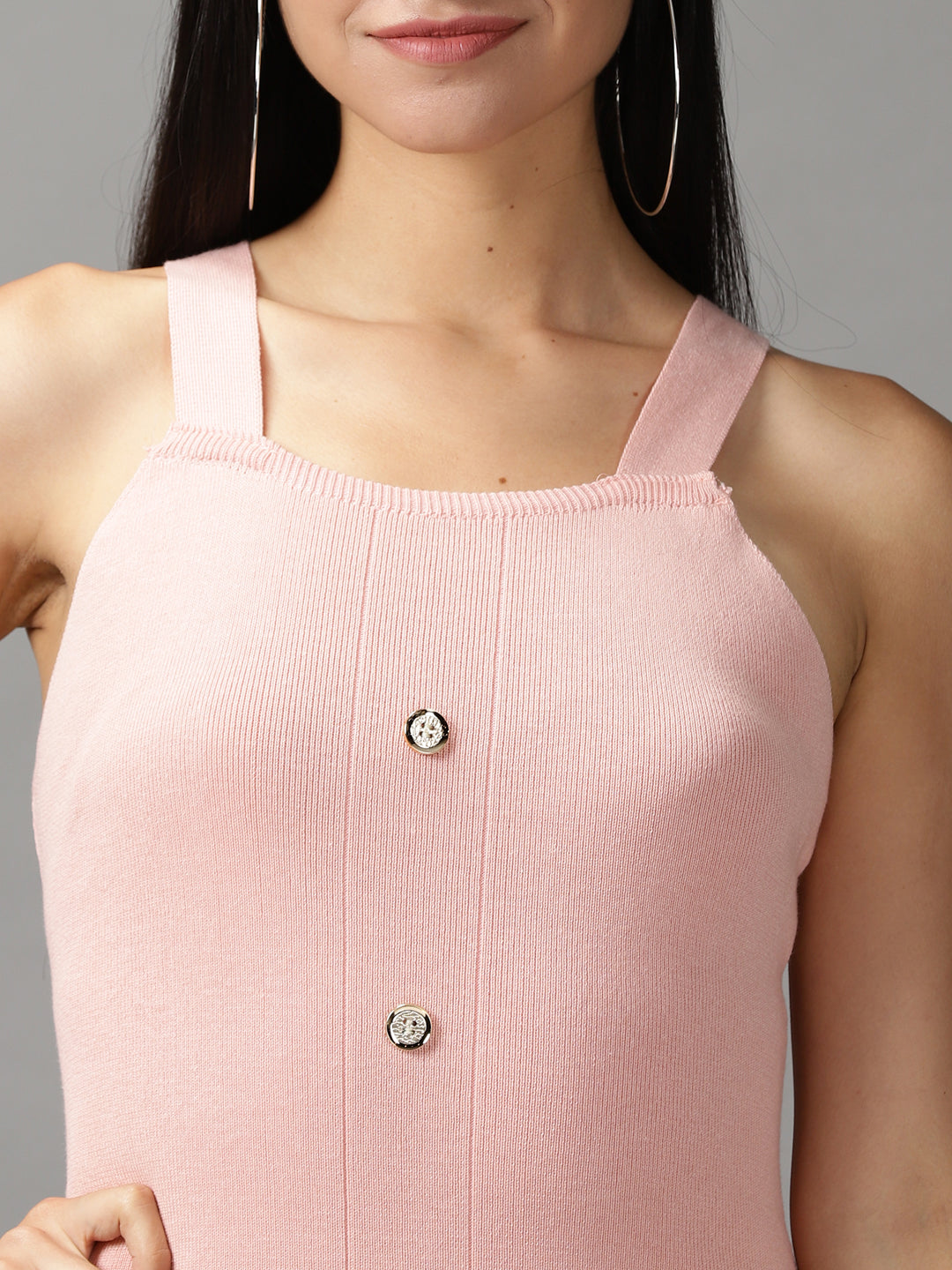 Women's Pink Solid Bodycon Dress