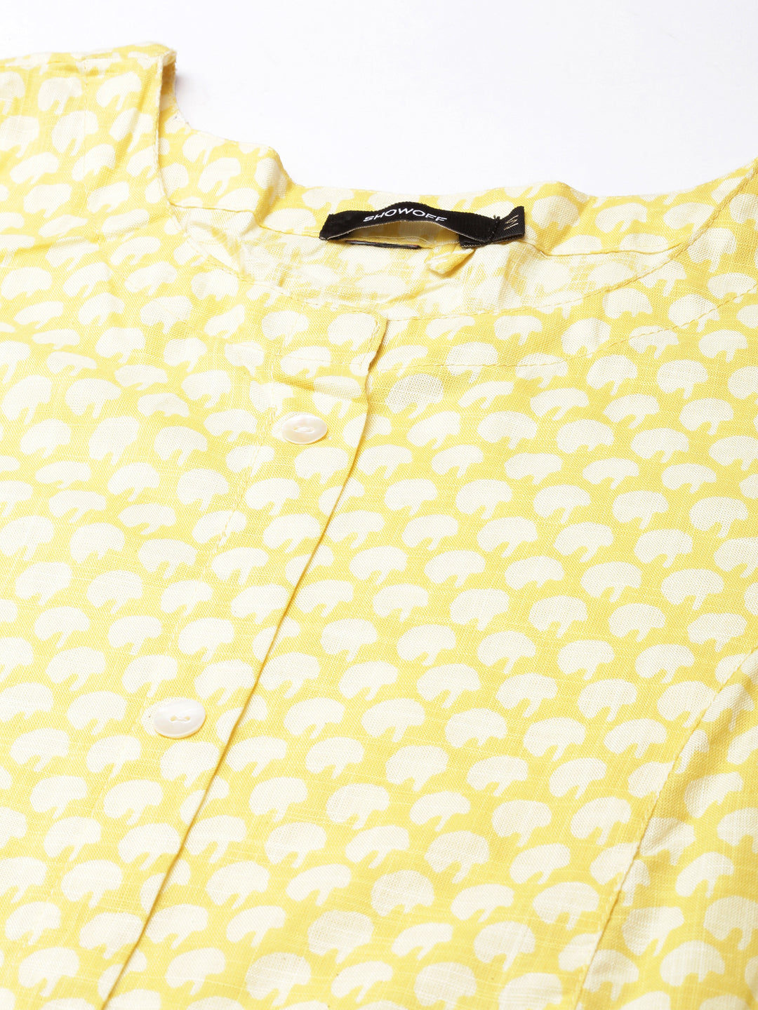 Women A-Line Yellow Abstract Kurta