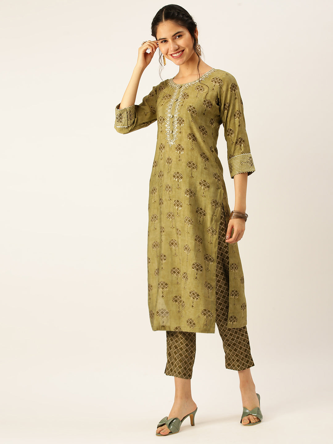 Women's Green Printed Kurta Sets