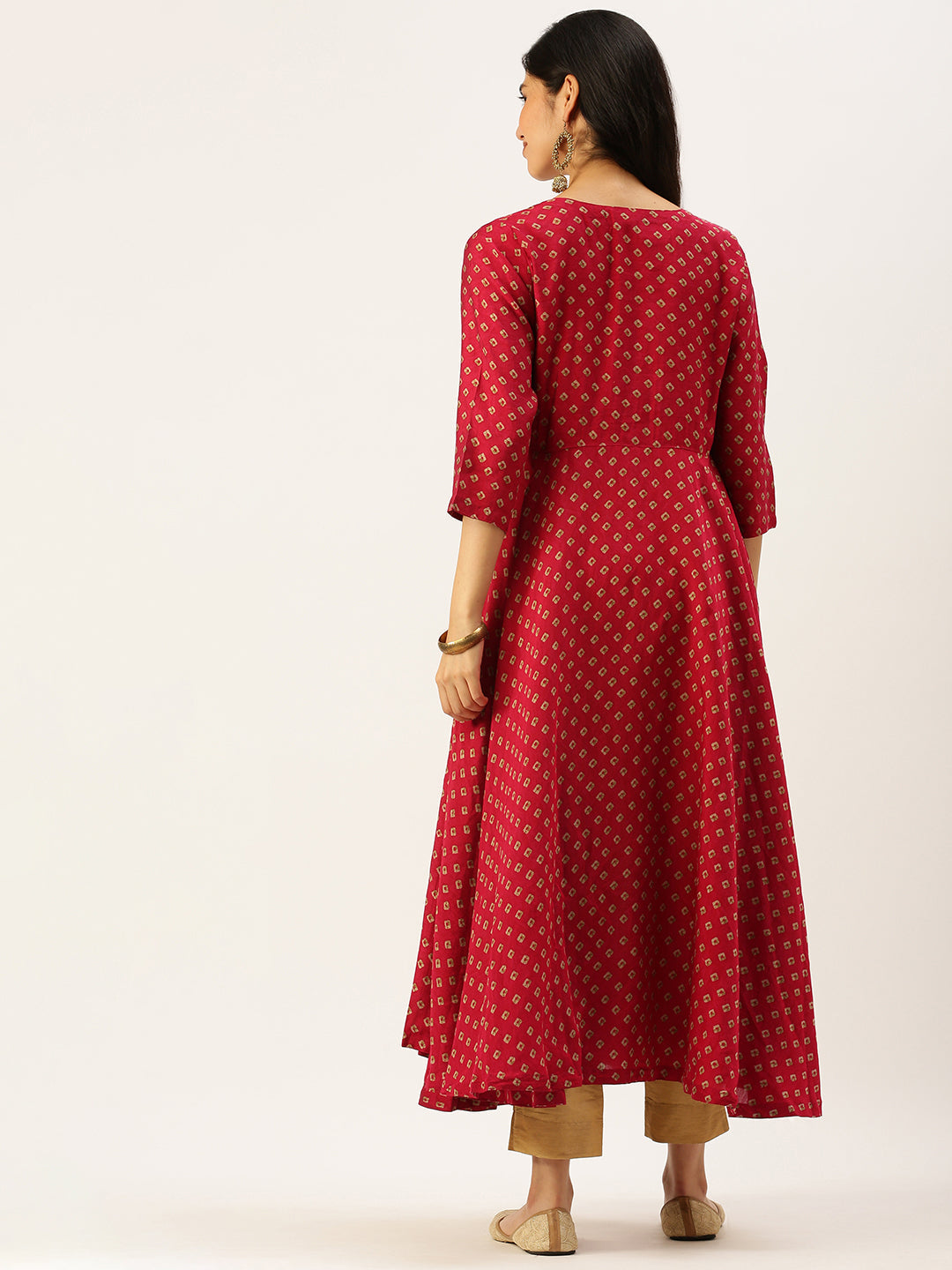 Women's Pink Printed A-Line Kurtas