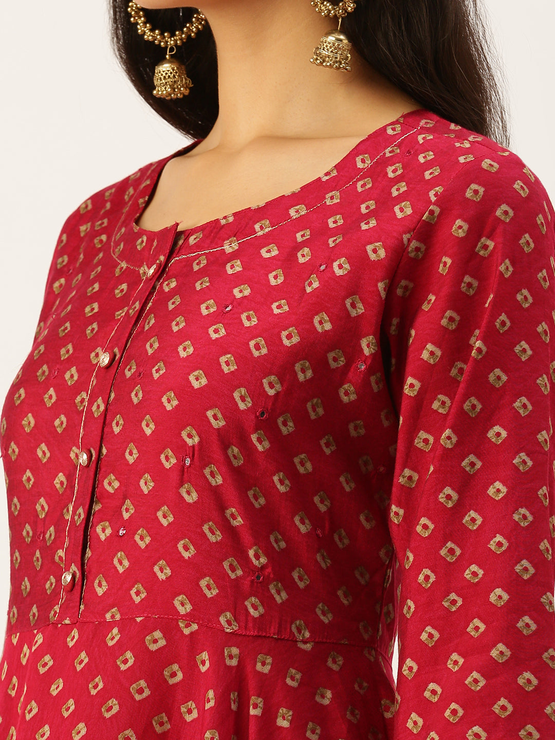 Women's Pink Printed A-Line Kurtas