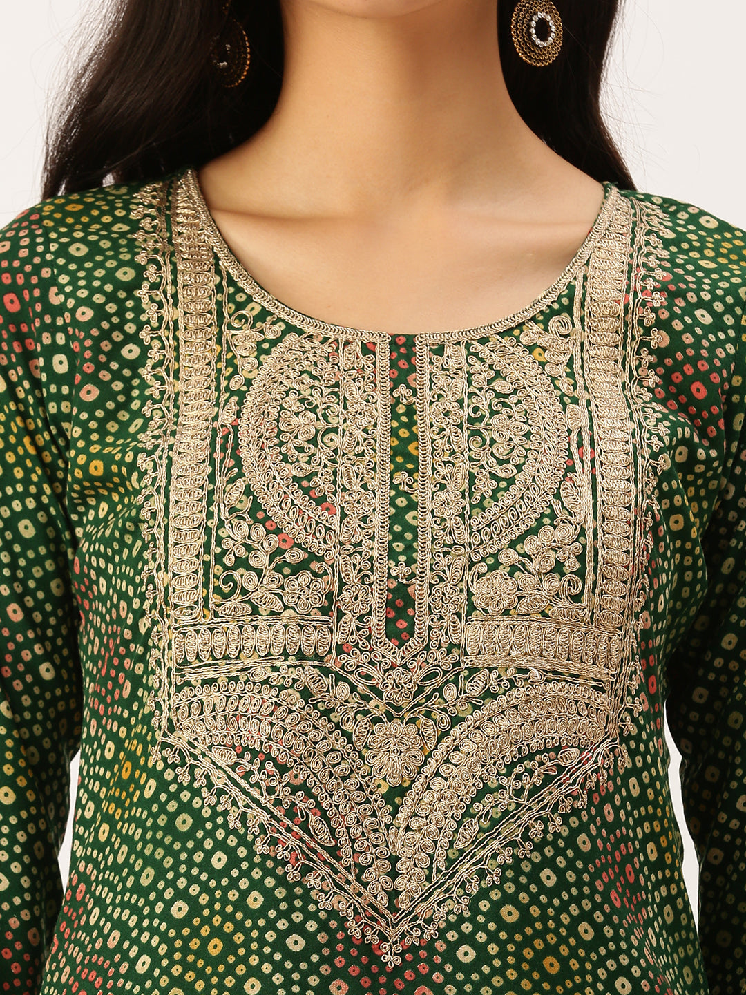 Women's Green Printed Straight Kurtas