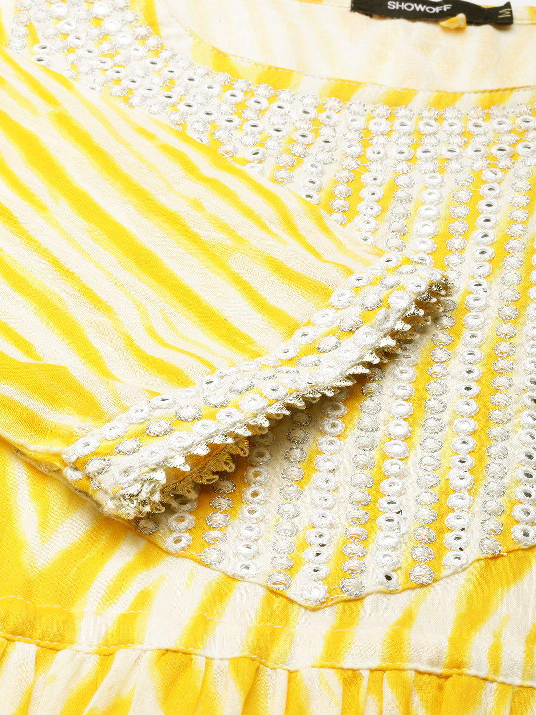 Women's Yellow Tie Dye Anarkali Kurta