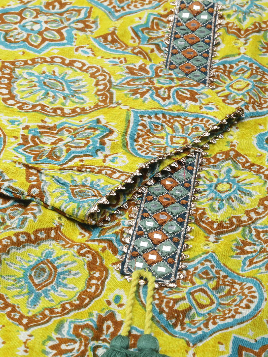 Women Yellow Printed Straight Kurta