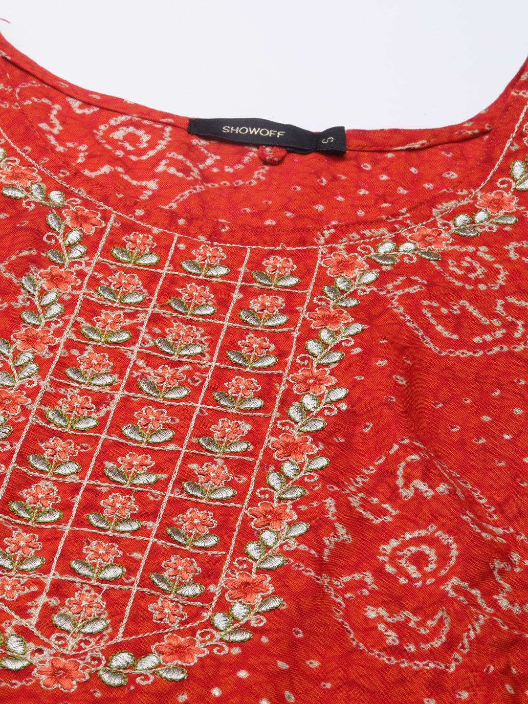 Women Red Printed Straight Kurta