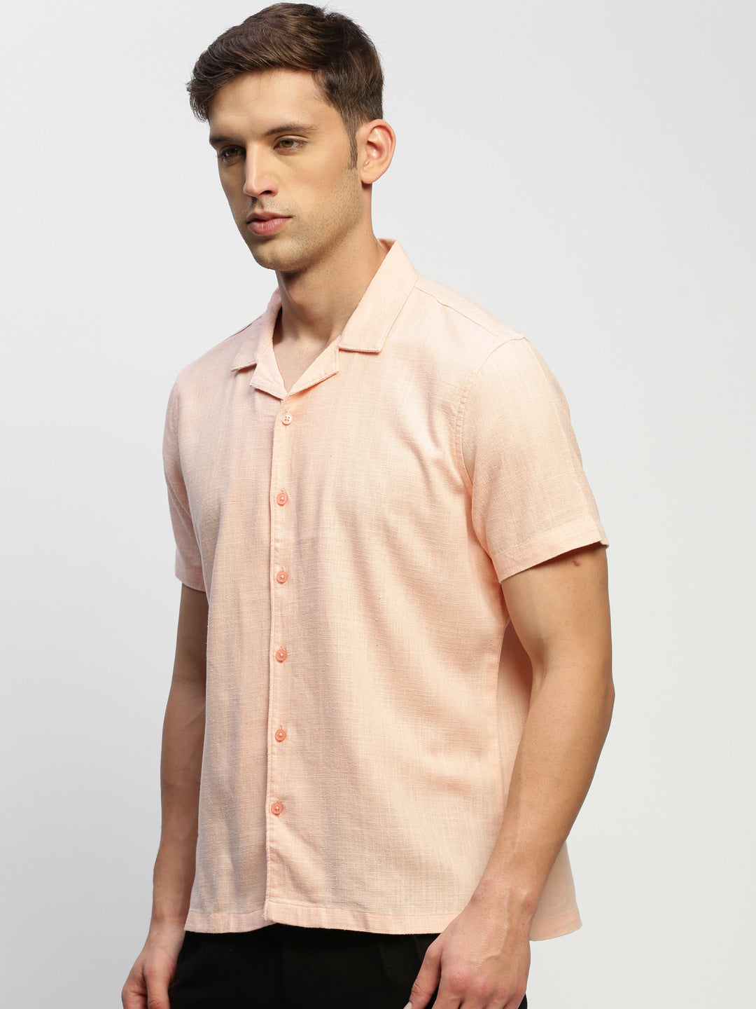 Men Peach Solid Shirt