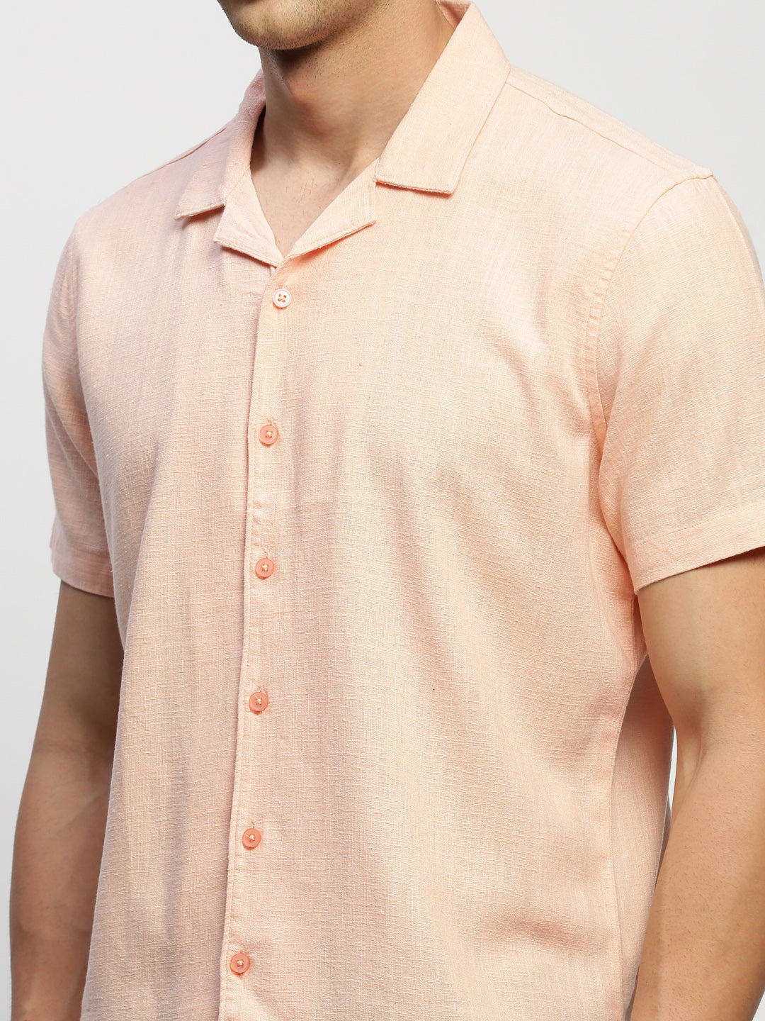 Men Peach Solid Shirt