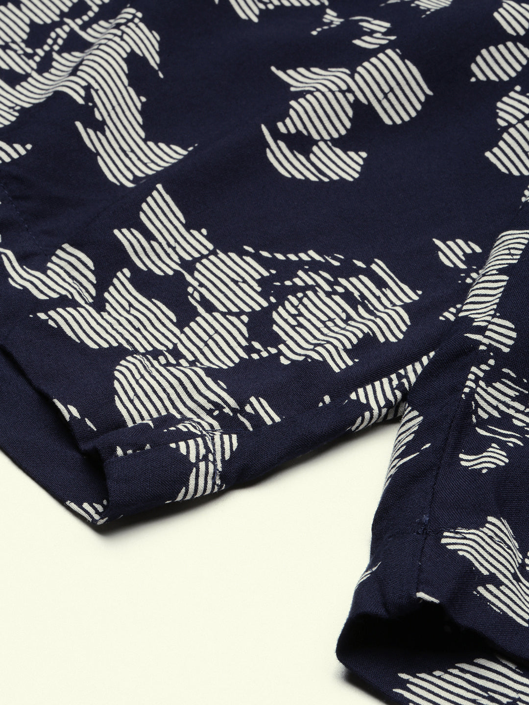 Men Navy Blue Cuban Collar Printed Over Sized Co-ords Set