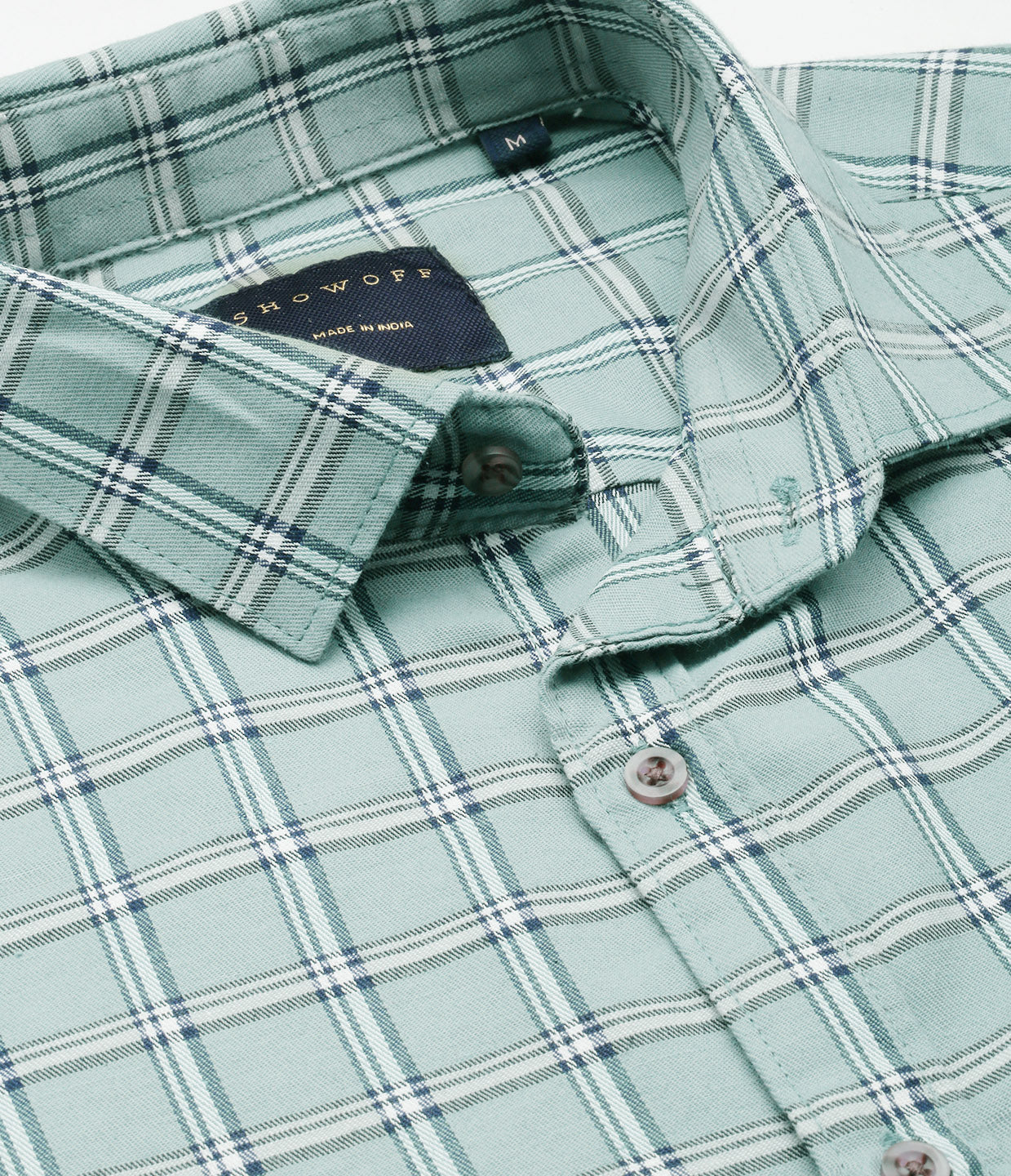 Men Green Checked Casual Shirt