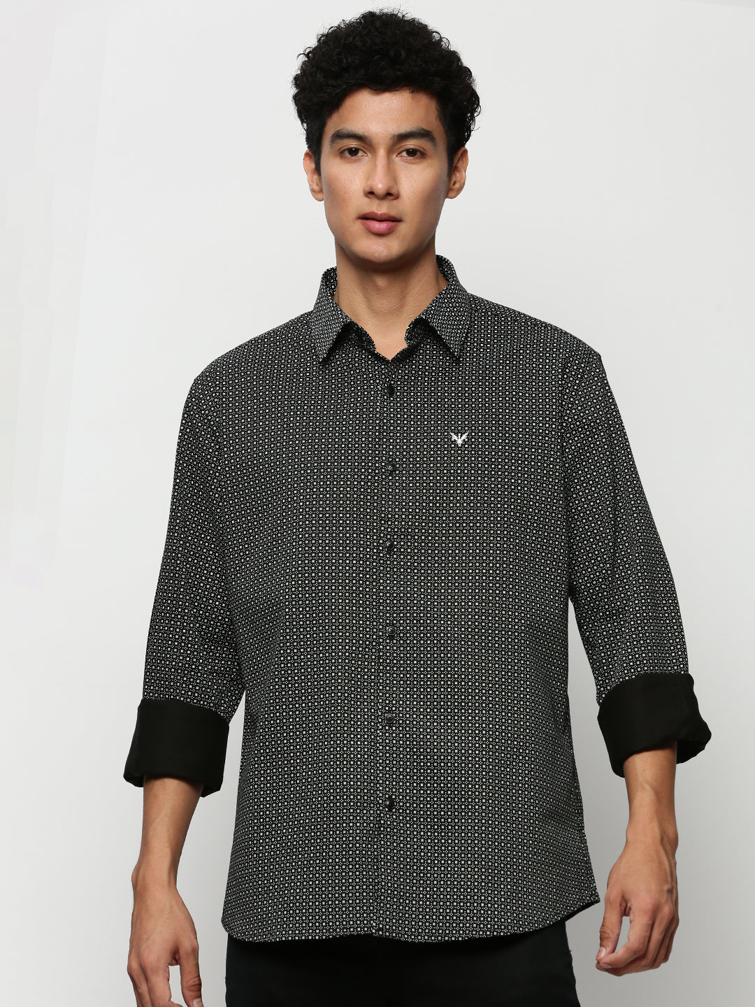 Men Black Printed Casual Casual Shirts