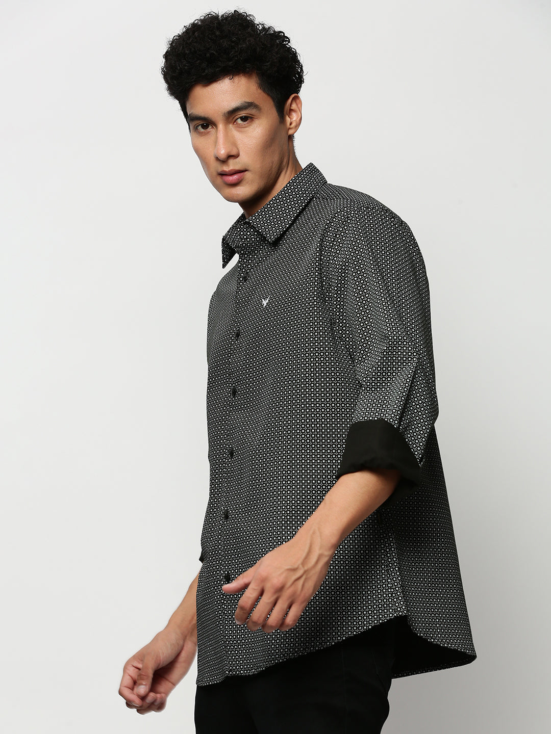 Men Black Printed Casual Casual Shirts