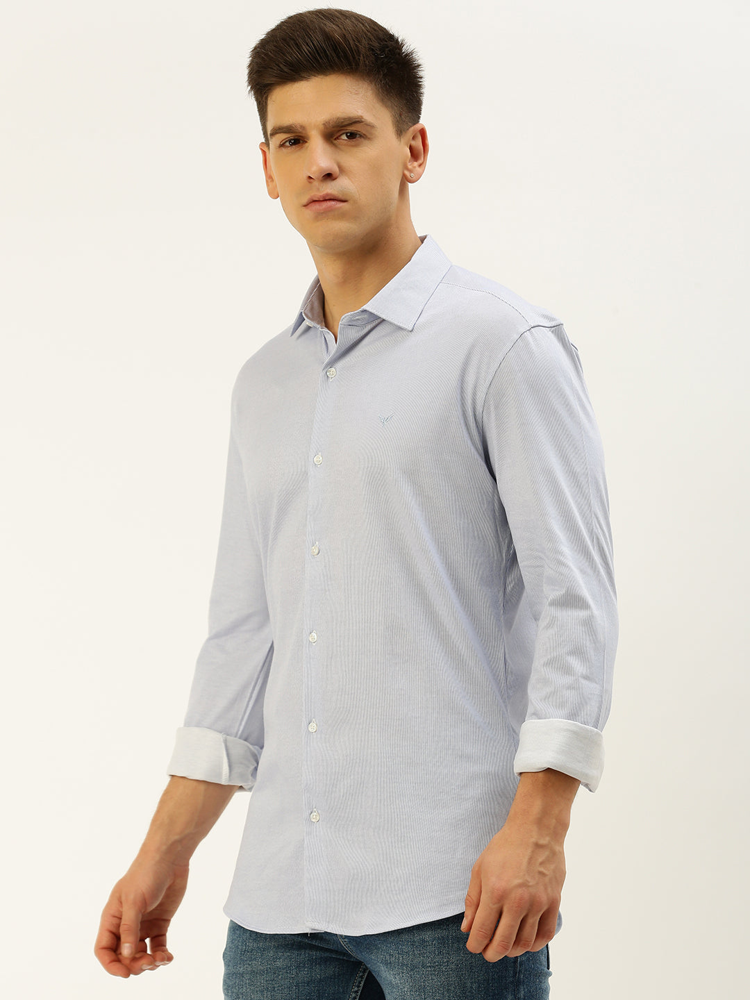 Men Blue Striped Casual Shirt