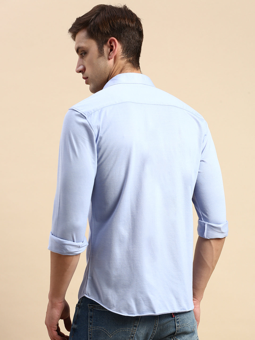 Men Blue Solid Casual Shirt