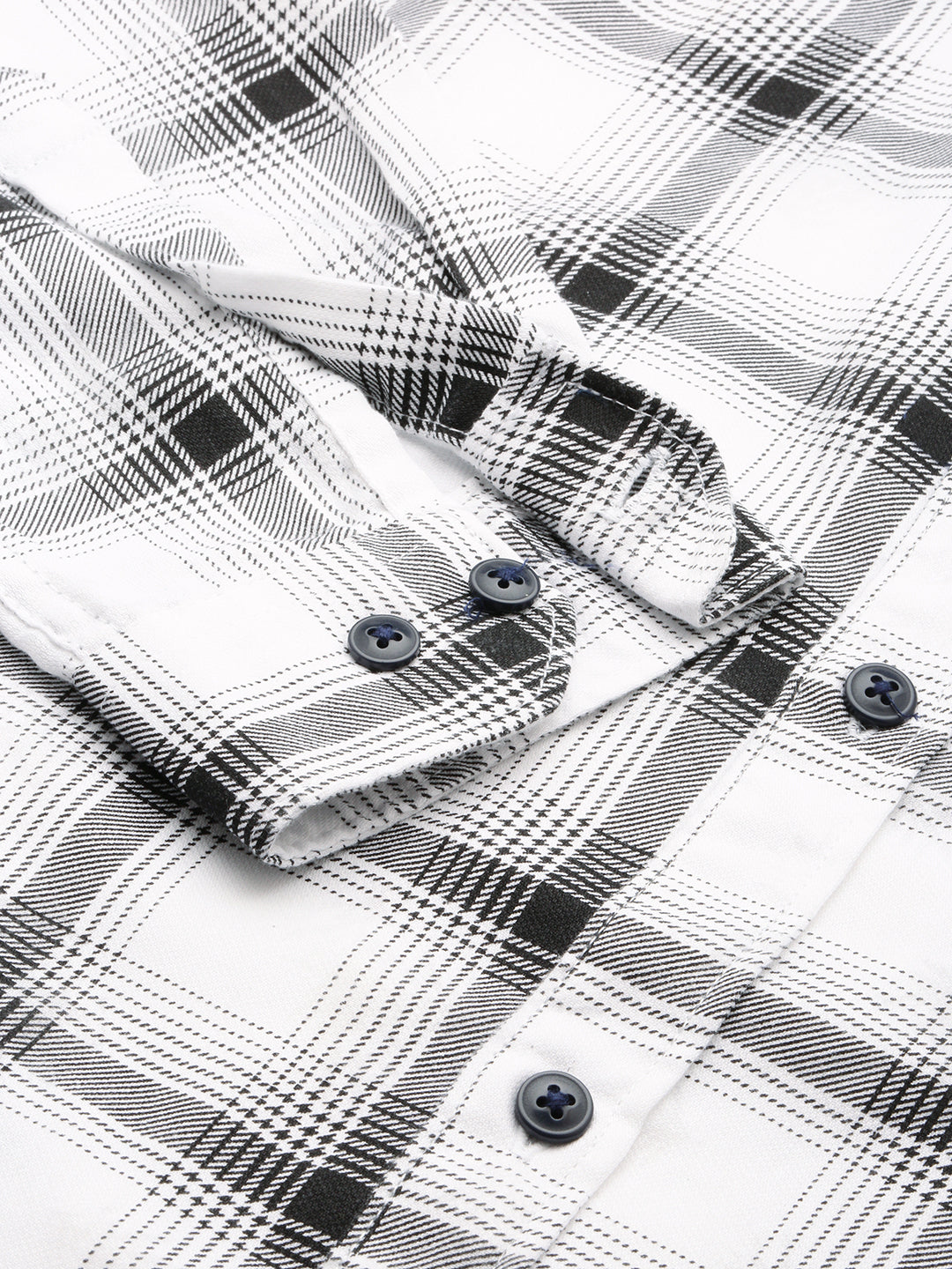 Men White Checked Casual Shirt