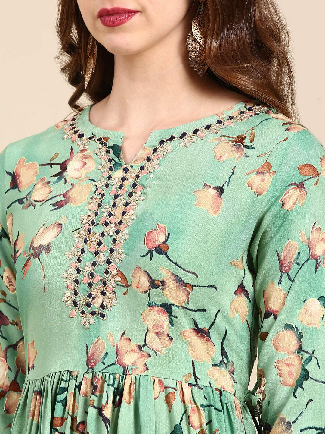 Women's Green Printed Kurta Set